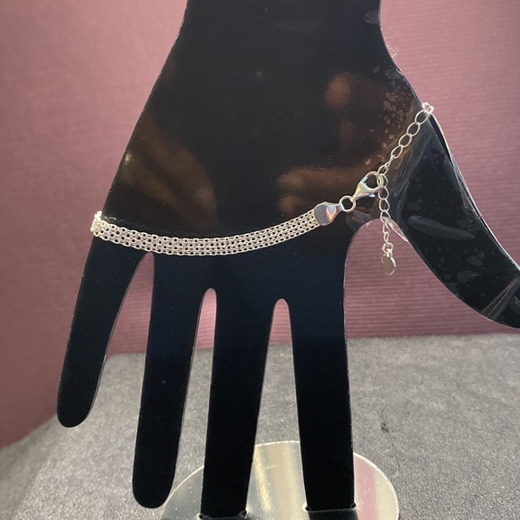 New 925 Real Sterling Silver Mesh Embossing Bracelet - Picture 4 of 6